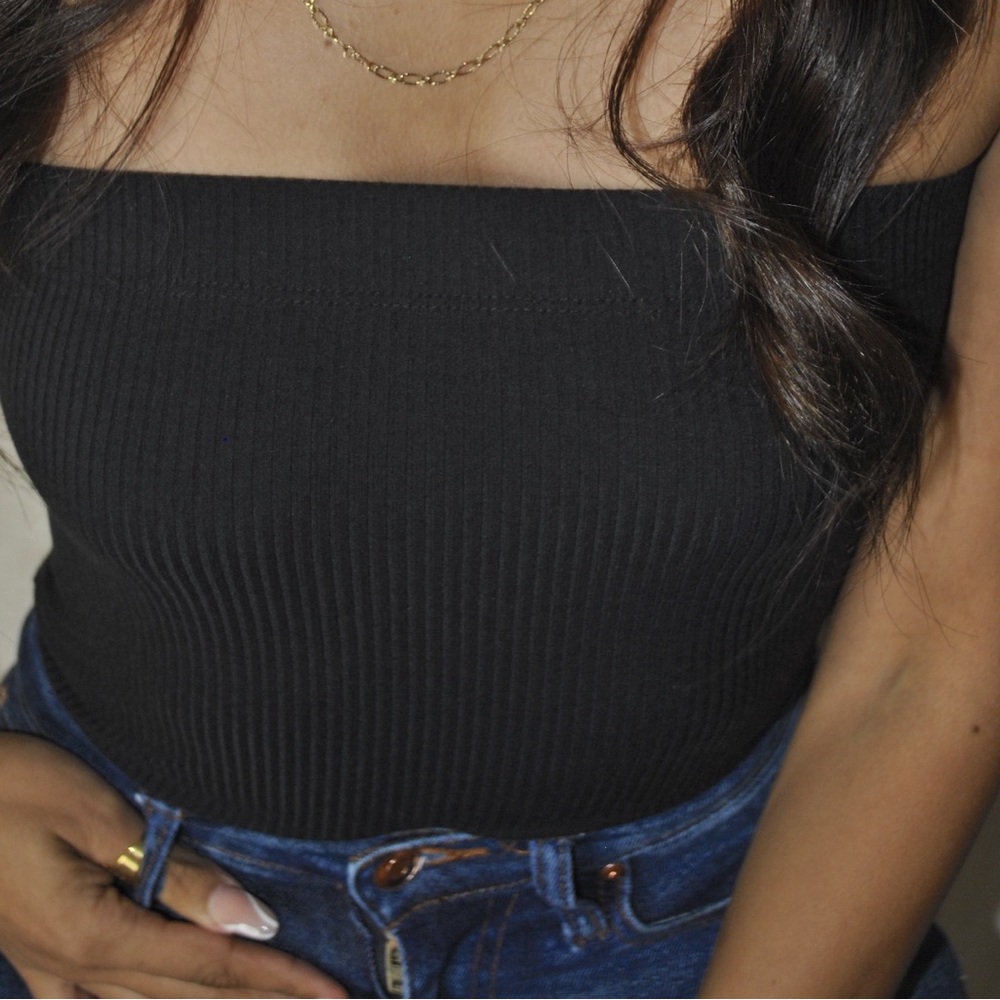 Black Ribbed Bodysuit - Picture 2 of 2